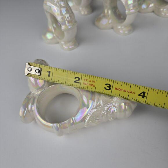 8 pc Vintage Iridescent Santa Claus Lusterware Napkin Rings Holders Christmas - Picture 10 of 12